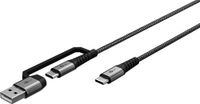 Goobay USB-C naar USB-C Gevlochten Textielkabel Zwart 3 m