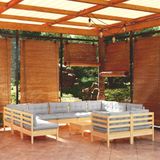 Maison Exclusive - Ensemble de jardin, composé de 12 pièces, avec coussins gris, en pin massif