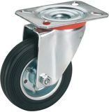 Dörner + Helmer massief rubberen zwenkwiel, 100 mm x 30 mm, draagvermogen 70 kg, plaat 100 mm x 85 mm, velg van plaatstaal, zonder rem