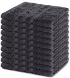Lavea® Set van 10 Washandjes 30x30 cm | 100% Katoen | Zachte & Absorberende Gastendoekjes | Gezicht, Baby, Make-up, Reizen - Antraciet