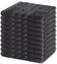 Lavea® Set van 10 Washandjes 30x30 cm | 100% Katoen | Zachte & Absorberende Gastendoekjes | Gezicht, Baby, Make-up, Reizen - Antraciet
