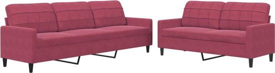 vidaXL 2-delige Loungeset met kussens fluweel wijnrood