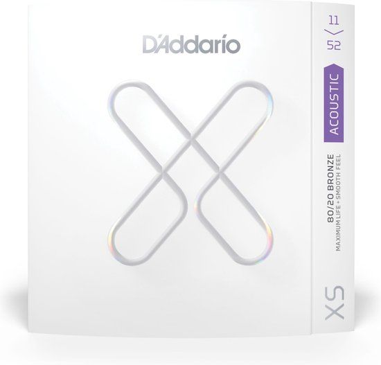 D'Addario XSABR1152 XS 11-52 Akoestische gitaarsnaren | 6-snarig | 80/20 Brons | Custom Light
