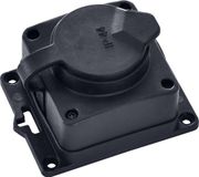 BES LED Stekkerdoos voor Buiten - 1 Stopcontact - Spatwaterdicht IP44 - Wandmontage - Randaarde - Rubber - Zwart