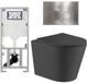 QeramiQ Dely Toiletset - 36.3x51.7cm - diepspoel - rimless - Geberit UP320 inbouwreservoir - met Burda frame - softclose toiletzitting - steel bedieningsplaat - ronde knoppen - mat zwart
