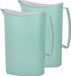 Juypal pichet/carafe d'eau - 2x - vert - 2 litres - plastique - L20 x H23 cm - avec couvercle