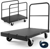 Vevor Plate Cart, 816 kg Laadvermogen, 2-In-1 Rolwagen met 360° Zwenkwielen, 914 X 610 Mm Platformwagen met 3 Zijleuningen, Transporthulpmiddel voor Fabriek, Magazijn, Garage, Zwart