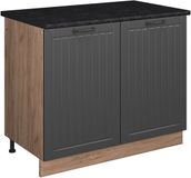 Vicco Wastafelkast Fame-Line, Donkergrijs/Goudkleurig Eiken, 100 cm