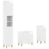 vidaXL - 3-delig - badkamerkast - set - ARNHEM - Hoogglans - Wit - Bewerkt - hout