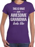 Bellatio Decorations Shoppartners Bv Awesome grandma - geweldige oma - t-shirt - paars - dames - Moederdag/ verjaardag cadeau L