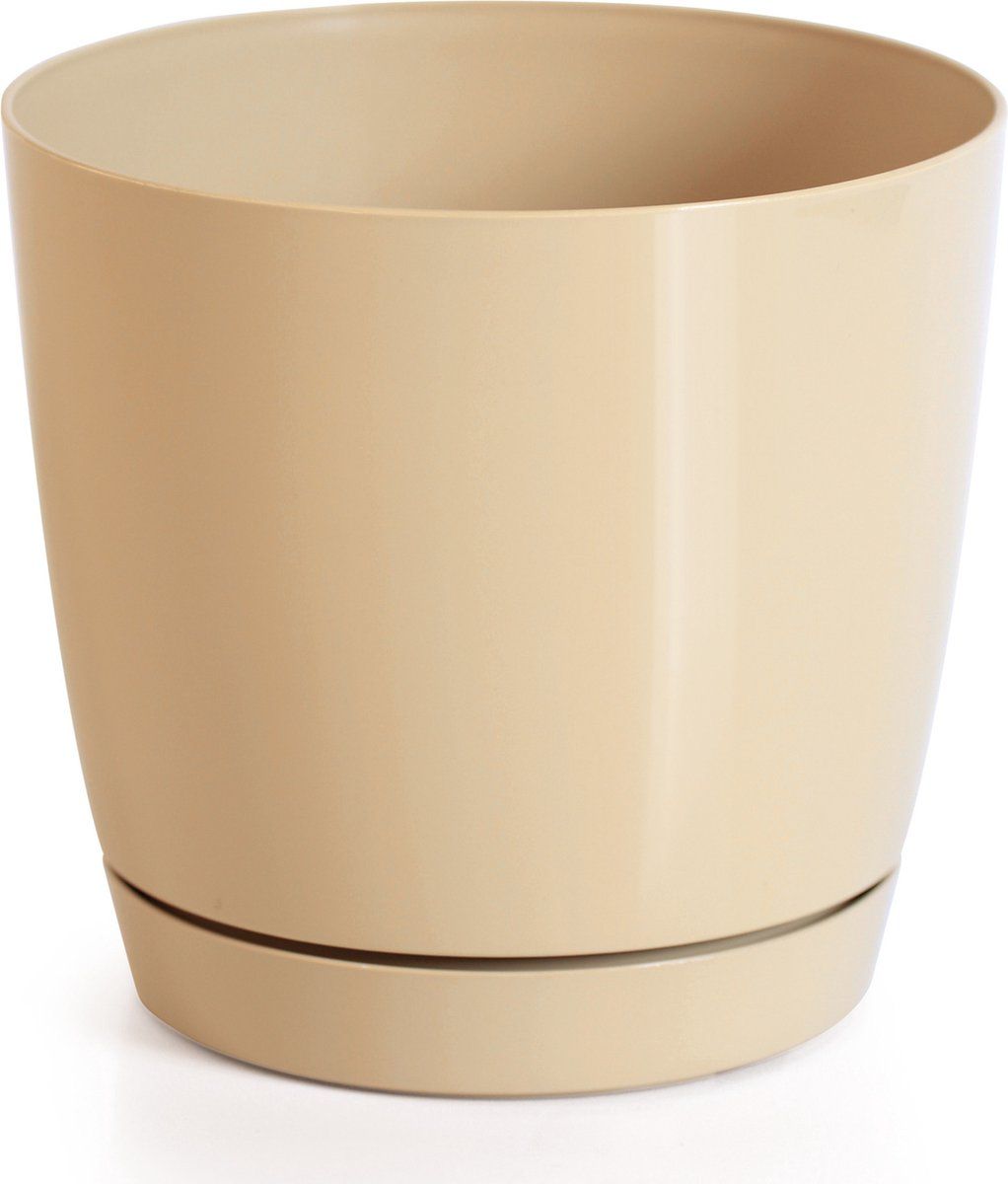 Prosperplast Plantenpot/bloempot kunststof rond glanzend mat goud dia 28 x hoogte 26 cm voor binnen/buiten
