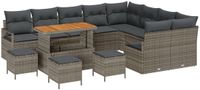 vidaXL Tuinbank Set 12-delig Grijs Polyrattan