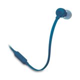 JBL Tune 110 In-ear hoofdtelefoon met knoopvrije platte bandkabel en microfoon in blauw