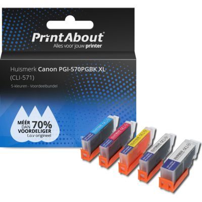 PrintAbout Huismerk Canon PGI-570 XL / CLI-571 XL Inktcartridge 5-kleuren Voordeelbundel