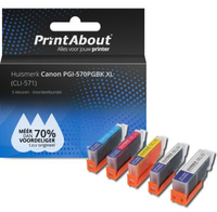 PrintAbout Huismerk Canon PGI-570 XL / CLI-571 XL PGBK/C/M/Y/BK Inktcartridge 5-kleuren Voordeelbundel Hoge capaciteit