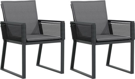 vidaXL Tuinstoelen - 2 st - met kussens - poly rattan - zwart