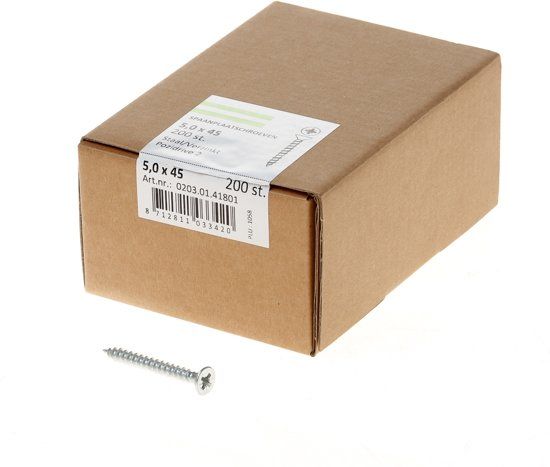 Hoenderdaal Spaanplaatschroef verzinkt platkop pz-2 5.0X45 voldraad (200)