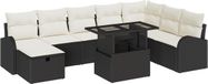 vidaXL Tuinbank Set 9-delig Zwart Poly Rattan