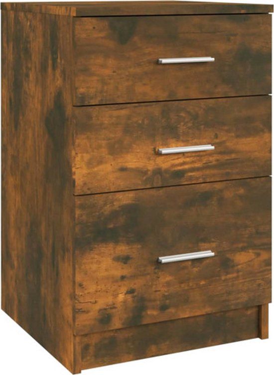 vidaXL Nachtkastje 40x40x63 cm bewerkt hout gerookt eikenkleurig