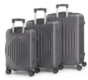 ALIGHTUP Valise rigide Set de valises Trolley-Set 3 pcs. avec bandes longitudinales 360° Roulettes ABS