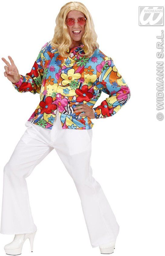 Widmann Hippie Kostuum Hippie Shirt Man Small Carnaval kostuum Verkleedkleding