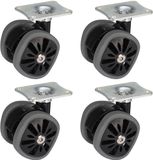 Dörner + Helmer Design zwenkwielen, vierkante wielen, set van 4, 58 mm x 10,5 mm, 280 kg draagkracht, 70 mm x 58 mm plaat, grijs