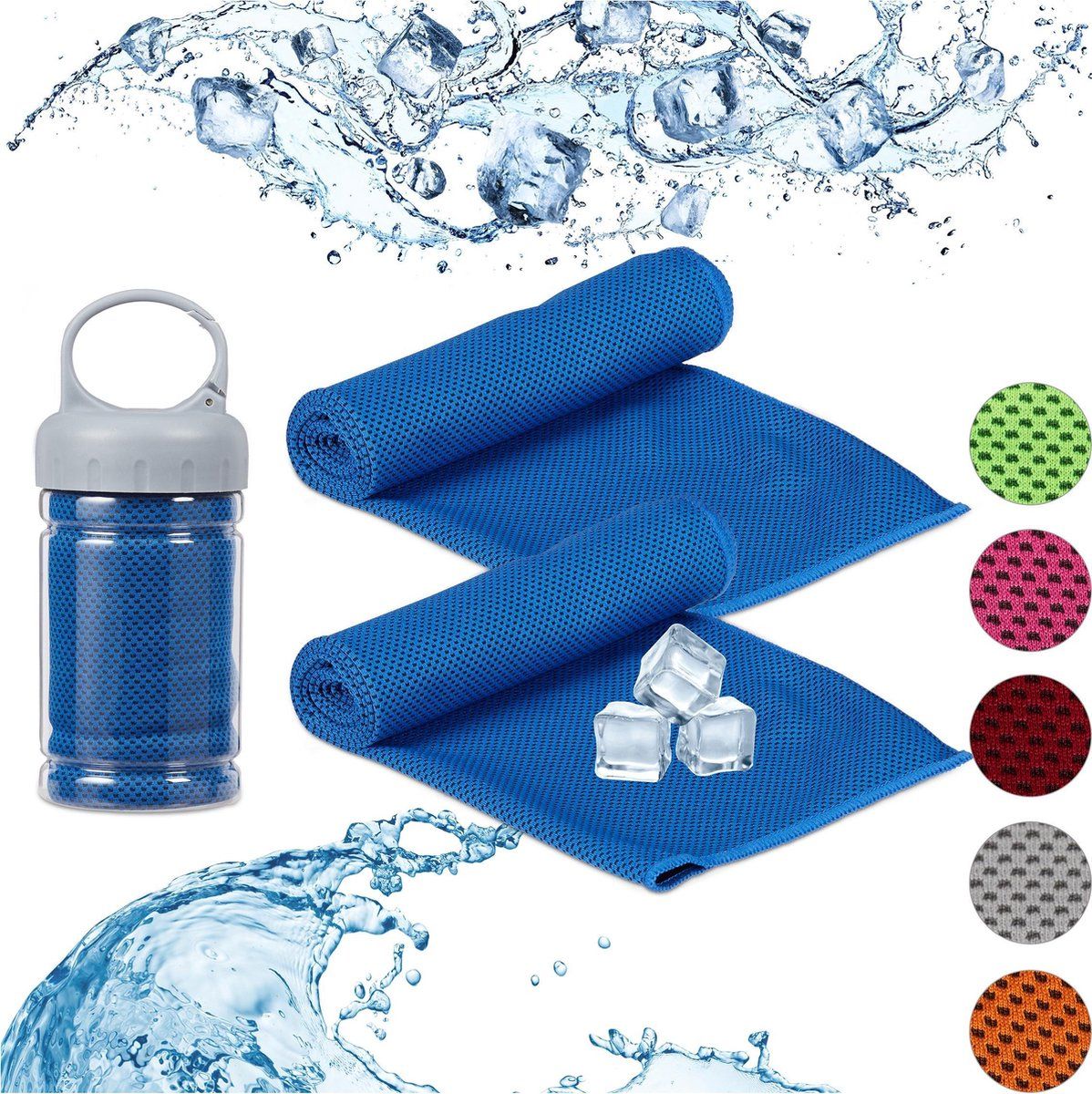 Relaxdays verkoelende handdoek - sporthanddoek - ijshanddoek - cooling towel - 2 stuks blauw