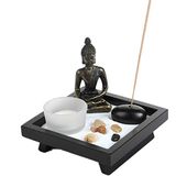 Thaise London Boutique Thaise Boeddha Standbeeld Zittend Natuursteen En Rotan Kaarsenhouders Wierook Geschenkdoos (Zittende Boeddha HD38)
