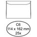 Quantore 25 Witte gegomde enveloppen C6 114 x 162 mm