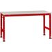 Manuflex AU6109.3003 Table de travail table d'appoint standard universelle avec plaque décorative en PVC, l x P x H = 1750 x 1200 x 760-870 mm Rouge rubis