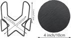 Unyqoos® Set van 12 onderzetters rond leisteen met houder