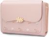 Petit sac en cuir polyuréthane, format compact, sac à multiples compartiments, sac avec 10 porte-cartes et un compartiment à monnaie avec fermeture à pression, rose, 18,5 x 9,5 x 3 cm, moderne