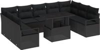 vidaXL Tuinbank Set Zwart Poly Rattan