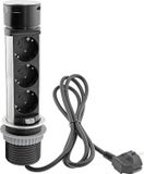 ChiliTec Inschuifbaar inbouwstopcontact - Set van 3 - Stopcontact - USB-A - Roestvrij staal - Ronde oplader - Werkblad