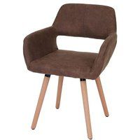 Générique Eetkamerstoel HWC-A50 II, stoel keukenstoel, retro jaren 50 design ~ textiel, vintage bruin, lichtgekleurde poten