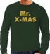 Bellatio Decorations Mr. X-mas Foute Kersttrui sweater - gouden glitter letters - groen - voor heren - kerstkleding L