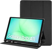 Selected by GSMpunt.nl Tablet Hoes Geschikt voor Samsung Galaxy Tab A11 | Luxe Tri-Fold Book Case | Kunst Leren Bescherm Hoes | Standaard Functie | Zwart