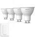 Philips Hue Uitbreidingspakket - GU10 - met 4 Spotjes - Warmwit Licht - Incl. 1 Hue Dimmer Switch - Hue White