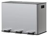 Poubelle de cuisine - Poubelle à pédale avec 3 compartiments de 15 litres - Tri des déchets en 3 parties - Conteneur en acier inoxydable - Fermeture douce du couvercle - Convient aux déchets de recyclage et aux déchets organiques - Argenté