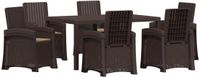 vidaXL Tuin Eettafel Set 7-delig Bruin en Taupe PP
