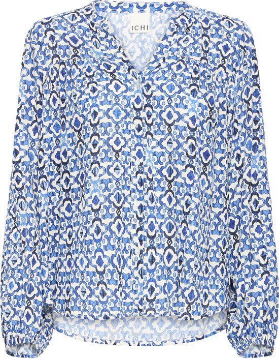 ICHI IHMARRAKECH AOP SH5 Lange mouwen shirts Dames M Viscose Blauw