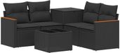 vidaXL Bankstel Zwart Poly Rattan en Staal