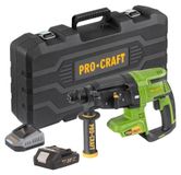Procraft PHA40bb-c accu-boorhamer 20 V 2,6 J SDS plus Brushless + 1x accu 2,0 Ah + oplader + koffer