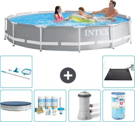 Intex Prism Frame Zwembad - Rond - 366 cm - Grijs - Compleet Pakket