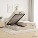 Maison Exclusive - Lit plateforme avec matelas et tête de lit, 2 pièces, tissu couleur crème