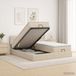 Maison Exclusive - Lit plateforme avec matelas et tête de lit, 2 pièces, tissu couleur crème