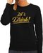 Bellatio Decorations Lets drink sweater zwart met gouden glitter tekst dames - Oud en Nieuw / Glitter en Glamour goud party kleding trui XXL