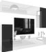BELINI Meuble mural Milano 8 250 cm Blanc/Noir Laqué brillant