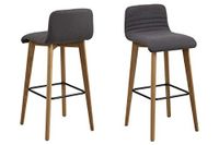 AC Design Furniture Sofi barkruk, B: 44 x D: 47 x H: 101 cm, antraciet, stof, 2 stuks