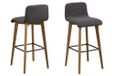 AC Design Furniture Sofi barkruk, B: 44 x D: 47 x H: 101 cm, antraciet, stof, 2 stuks